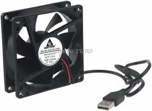 2 Pcs Silent Computer 8cm 80mm 80x80x25mm DC 5V USB Cooling Fan