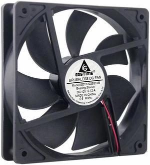 2 Pcs 12cm 2 Wire 120*120*25mm 1500RPM 0.12A DC 12V Brushless Axial Flow Motor Cooler PC Cooling Fan 120mm x 25mm 12025s