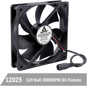 12V Ball 120mm 120x120x25mm Cooling Fan DC Female 5.5X2.1MM Connector Cooler Fan PC Laptop Computer Case Fan