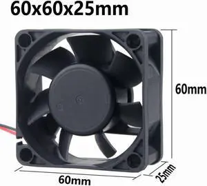 2 Pcs 6025 Dual Ball DC 12V Brushless Cooling Fan 60mm x 25mm PC Computer Case Radiator Cooler 6cm 60x60mm 2Pin