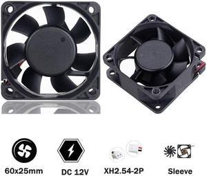 5 Pcs 6cm 60mm x 25mm Silent DC Brushless Cooling Fan 12V PC Computer Case 6025 Motor Cooler 60x60mm 12 Volt 2 Pin