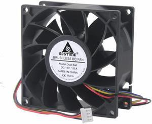 1 Piece 92mm Dual Ball 12V PC Case CPU Radiator 9cm 9238 Brushless Computer DC Cooling Fan 90mm x 38mm 4 Pin 4 Wire