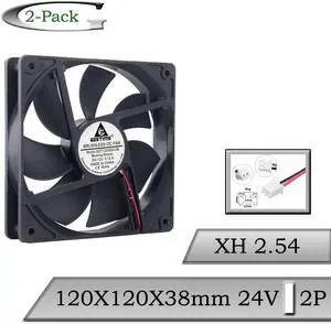 2Pcs Dual Ball Bearing 2 Pin DC 24V 12038 120x120x38mm 12cm 120mm Computer Cooler Cooling Fan