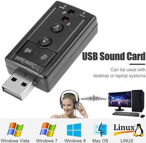 7.1 Virtual USB Sound Card External Audio Adapter for Desktop Laptop 3.5mm AUX Headphone Microphone Converter