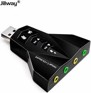 Jillway USB 7.1 external sound card 5.1 channel 3D audio sound card microphone adapter 3.5 mm jack stereo headset for PC laptop