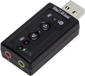 Elisona USB 2.0 External Virtual 7.1 Surround Adapter Sound Cards USB to Two 3.5MM Audio Microphone Interface Converter