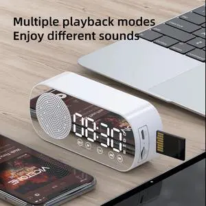 caixa de som Bluetooth Speaker Mirror Dual Alarm Clock Speakers Wireless Subwoofer Music Player TF Card FM Radio Sound Box
