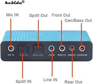Professional USB Sound Card 6 Channel 5.1 Optical External Audio Card Converter CM6206 Chipset for Desktop Tablet
