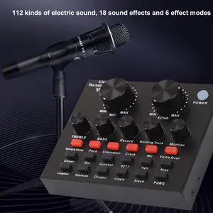 V8 Bluetooth-compatible Audio USB Headset Microphone Webcast Live Sound Card for Mobile Phone Computer PC