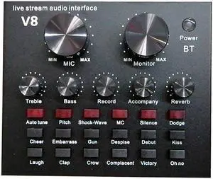 V8 Mobile Phone Microphone Live Usb External Sound Card for Mobile Computer Audio Interface Sound Card with Bluetooth