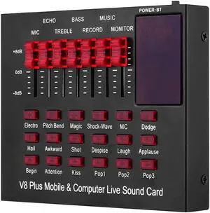 V8 Plug Mixing Effect Live Sound Card Recording Singing Computer PC Video Chat External Mobile Phone Universal Broadcast Karaoke