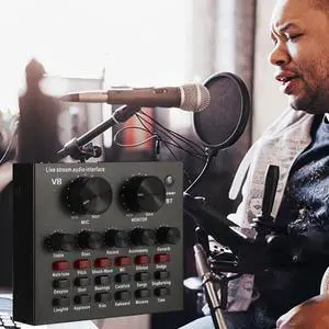 V8 Audio Mixer Sound Card for Recording USB Audio Interface Intelligent Volume Adjustable Multifunctional Live Sound Card r60