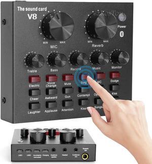 V8 Audio USB External Sound Card Headset Microphone Webcast Personal Live Broadcast for Phone Computer