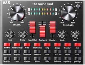 Portable Bluetooth-compatible Voice Changer Sound Card w/16 Sound Effects Multi-Application Audio Mixer Rechargeable