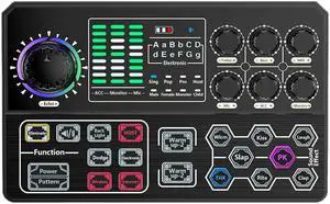 P5 External Live Sound Card Voice Changer DJ Mixer Live Sound Board for IPhone PC, Bluetooth Mixer with Sound Effects