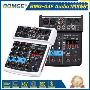 Audio Mixer 4 Channel 16 DSP USB Sound Card Interface Console with Bluetooth 48V Phantom Power Recording to PC