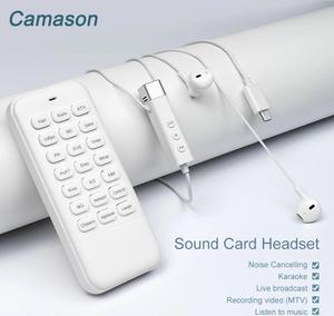 karaoke earphone for singing live broadcast voice changer with microphone Sound mixer card noise canceling headphones studio