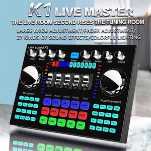 Live Sound Card Portable Bluetooth Sound Card Profession Adjustable Volume Audio for Music Recording Karaoke Singing