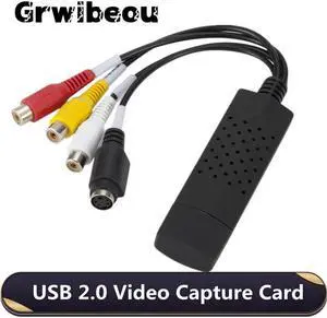 Grwibeou USB 2.0 To RCA Cable Adapter Converter Audio Video Capture Card Adapter PC CableS for TV DVD VHS Capture Device Hot