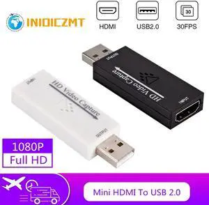 INIOICZMT 1080P Mini HDMI To USB 2.0 Video Capture Card Game Recording Box for Computer Youtube OBS Etc Live Streaming Broadcast
