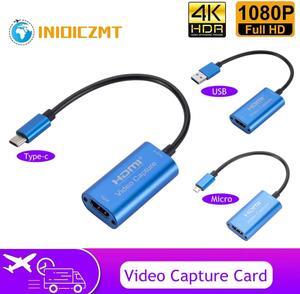 INIOICZMT HD 1080P HDMI-Compatible To Type-C/Micro USB/USB 3.0 With Line Video Capture Card Game Record Live Streaming Broadcast