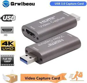 Grwibeou 4K Video Capture Card USB 3.0 HDMI Video Grabber Record Box for PS4 Game DVD Camcorder Camera Recording Live Stream