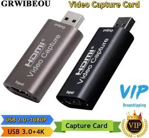 Grwibeou 4K Video Capture Card USB 3.0 2.0 HDMI Video Grabber Record Box for PS4 Game DVD Camcorder Camera Recording Live Stream