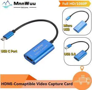 Type-C USB 3.0 Micro USB Video Capture Card HDMI-compatible to USB 1080P HD Game Record for Switch Live Streaming Broadcast Came