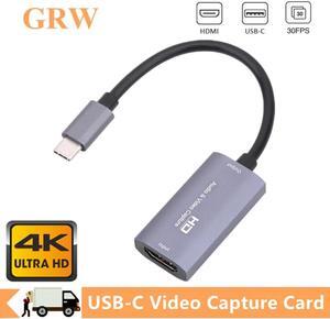 Grwibeou HDMI-compatibleto USB-C Video Capture Card 4k Type C to HDMI Video Capture Board Game Record Live Streaming Broadcast