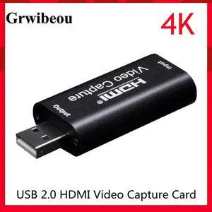 Grwibeou 4K Video Capture Card USB 2.0 HDMI Video Grabber Record Box for PS4 Game DVD Camcorder Camera Recording Live Streaming