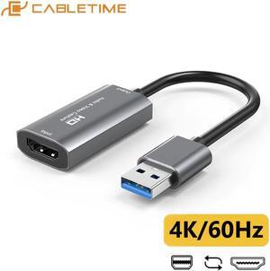 CABLETIME HDMI Video Capture Card USB 3.0 HD Audio Recorder for PS5 Live Streaming Switch Capture Card C396