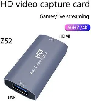 Video Capture Card USB HDMI-Compatible 4K/60HZ Audio Video Grabber Record Box for PS5 Laptop Camera