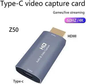 Video Capture Card Type C HDMI-Compatible 4K/60HZ Audio Video Grabber Record Box for PS5 Camera Laptop
