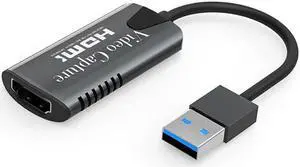 Video Capture Card,4K HDMI to USB 3.0 Game Capture Device 1080P 60fps Audio Video Grabber for Live Streaming Gaming Conference