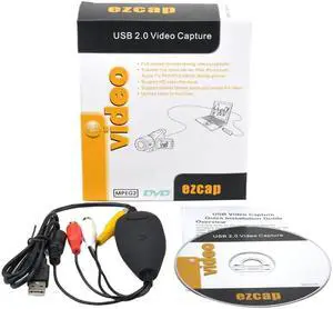 Ezcap172 USB Video Grabber Capture Converter Adapter VHS Video Recorder DVD Camcorder for Windows 10 Systems
