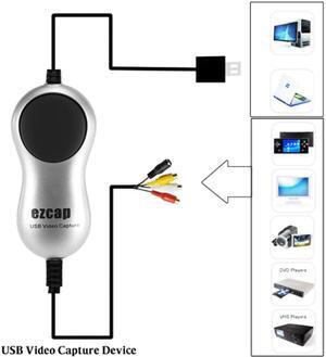 Win10 USB 2.0 HD Video Capture Card DVD VHS DVR Adapter Recorder Convert Analog Video Audio to Digital for Windows 10 8.1 7 Win7