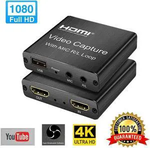 HDMI-compatible Graphics Capture Card USB 2.0 3.0 Recording Box Game Live Streaming Mic In Audio Out Phone Video Recorder