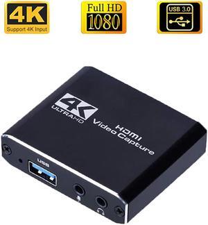 USB 1080P HDMI-Compatible Video Capture Card to USB Video Grabber Record 4K Loopout for PS4 TV Camera Recording Live Streaming