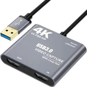4K 1080P USB 3.0 to HDMI-compatible Video Audio Game Capture Card With Loop Out Full 1080p 60 Record Via DSLR Camcorder