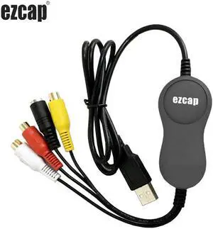 EzCAP 159 USB 2.0 Audio Video Capture Stick Recording Card CVBS Composite S-Video Recorder for V8 Hi8 DVD VHS DVR TV Camcorder