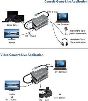 4K input Capture Card Type C Video Record Box Mic Audio 1080P USB 2.0 Game Recorder for PS4 XBOX HD Camera Live Streaming Board