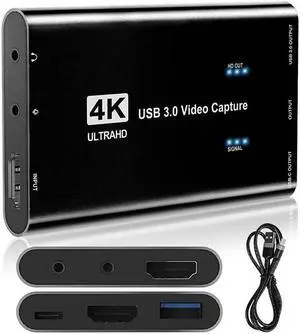 USB 4K 60Hz HDMI-Compatible Video Capture Card 1080P for Game Recording Plate Live Streaming Box USB 3.0 Grabber for PS4 Camera