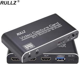 1080P USB 3.0 Video Capture Card 2x1 HDMI-compatible Switch 4K Loop Mic Audio HD Game Recording Box Live Streaming Board USB2.0