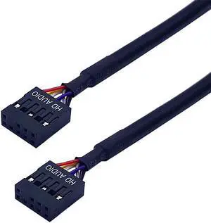 Misskit Host Case Chassis Internal Motherboard HD Audio 9Pin Female to Female Extension Cable black 23.62"