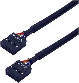 Misskit Host Case Chassis Internal Motherboard HD Audio 9Pin Female to Female Extension Cable black 11.81"