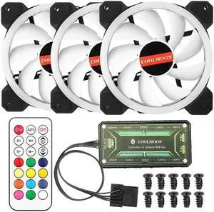 3 Pack LED Cooling Fan RGB 120mm 12V w/ Remote Control For Computer Case PC CPU