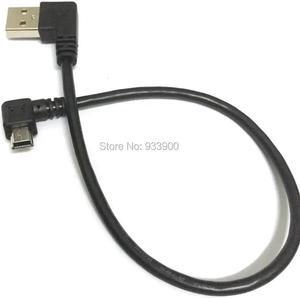 Universal Black short 30cm Left Angle USB A male to Right Angle Mini B male USB Charging Data Cable for Camera GPS MP3 ect