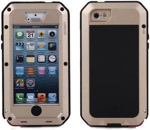 Waterproof For iPhone 4 Case Luxury Doom Armor Dirt Shock Metal Phone Cases For iPhone 4 Case +TempeRed glass(Gold)