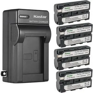Kastar 4-Pack Battery and AC Wall Charger Replacement for Sony NP-F330 NP-F550 NP-F750 NP-F960 Battery, Sony BC-VM10 BC-VM50 BC-V615 Charger, GVM LED480 LED520 LED672 LED896 Other LED Video Lights