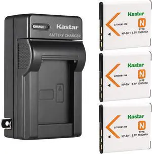 Kastar 3-Pack Battery and AC Wall Charger Replacement for Sony Cyber-shot DSC-TX100V, Cyber-shot DSC-TX200V, Cyber-shot DSC-W310, Cyber-shot DSC-W320, Cyber-shot DSC-W330, Cyber-shot DSC-W350 Cameras